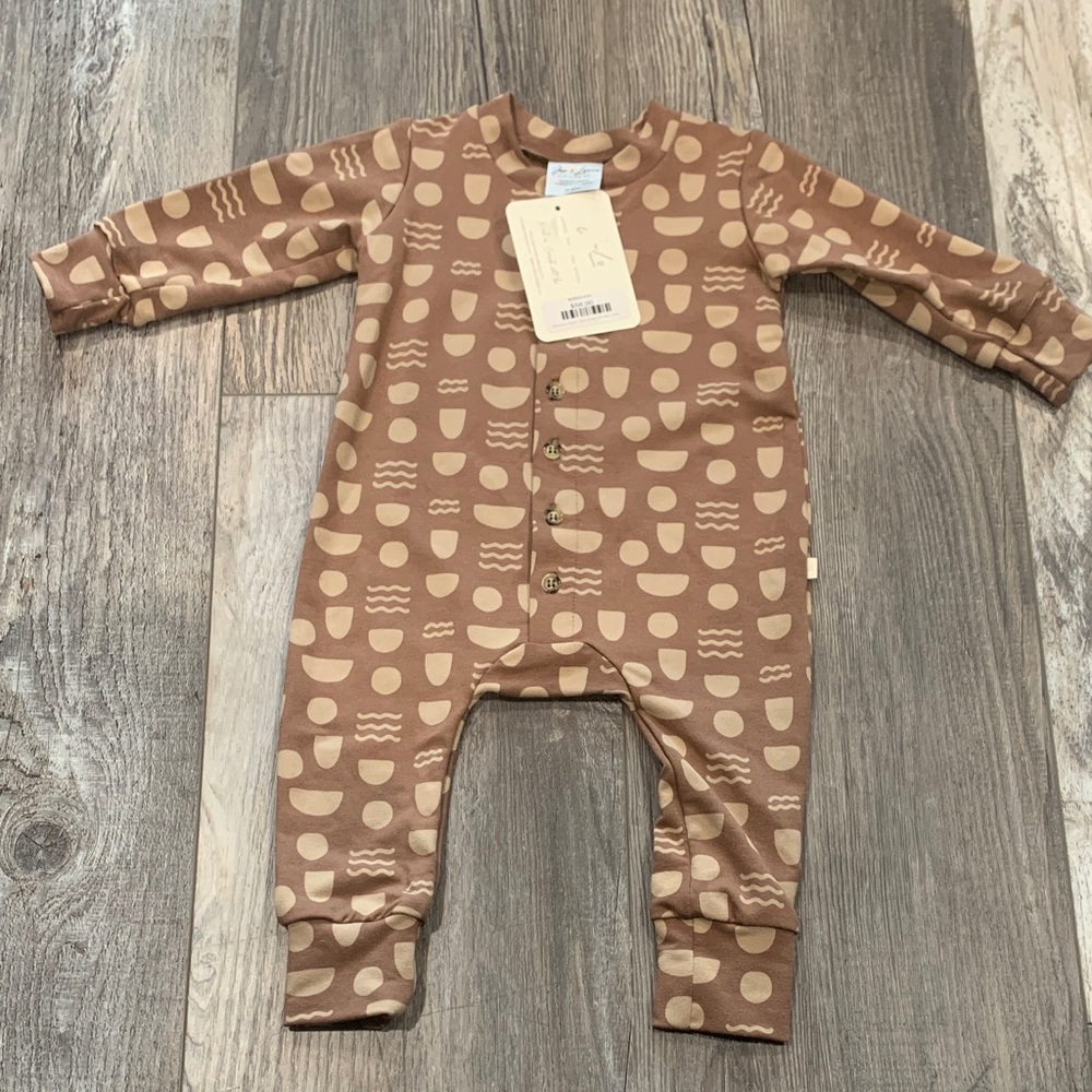 Jax & Lennon Bronzed Shapes Terry Button Romper‎